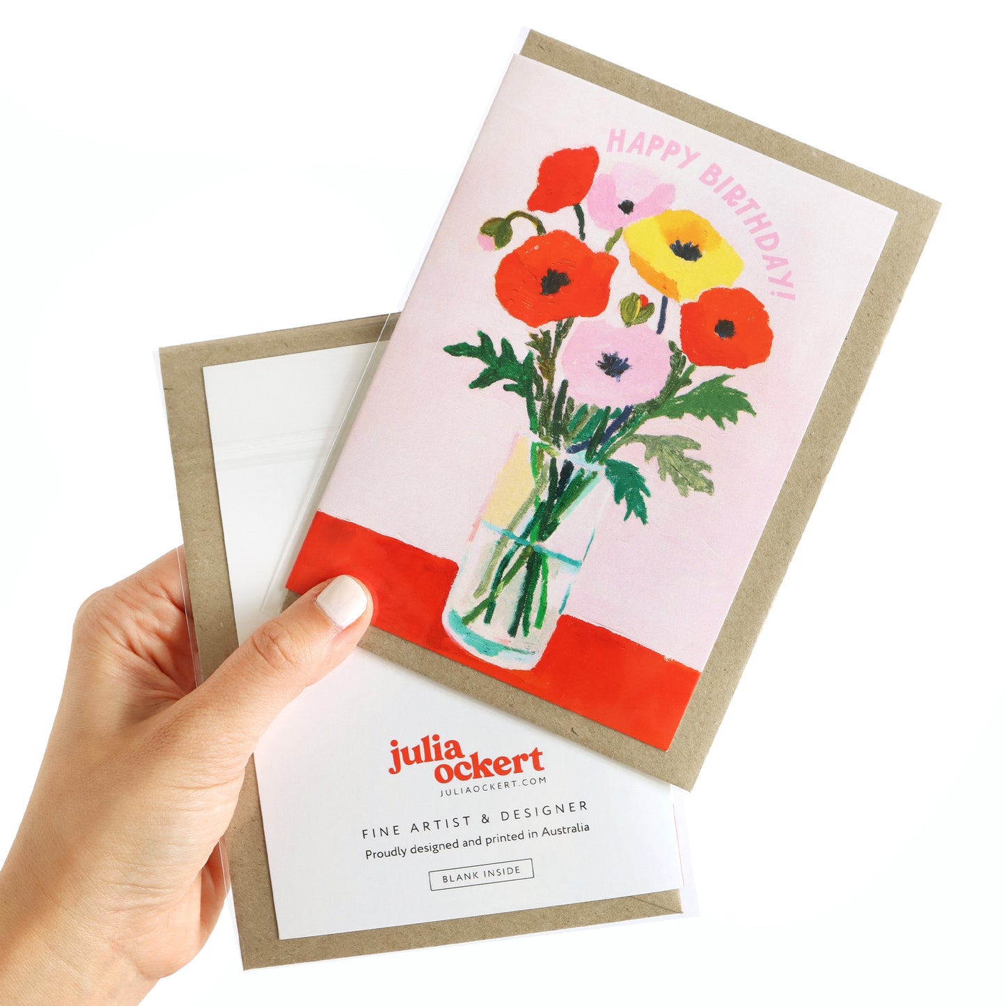 Pink Birthday Poppies Greeting Card