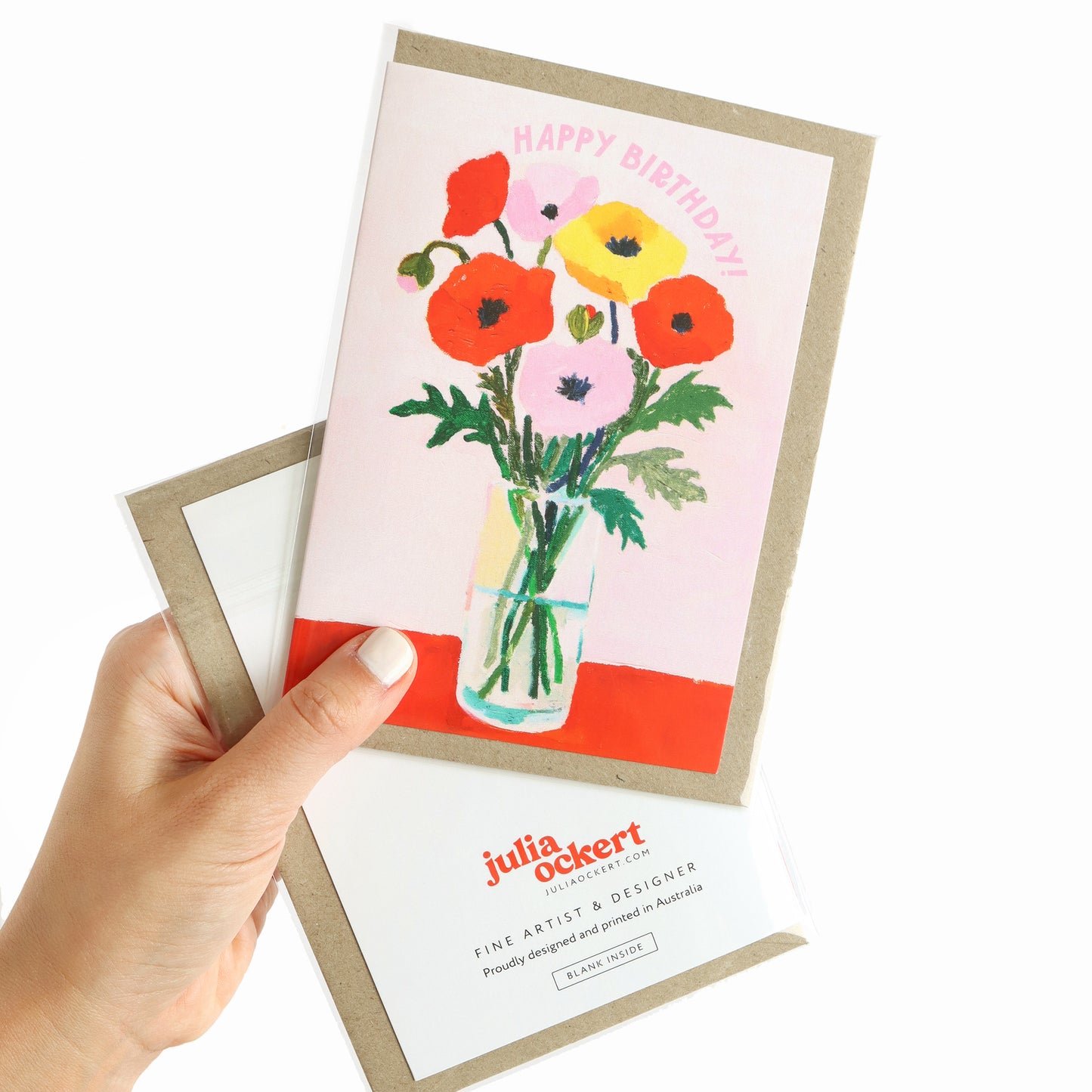 Pink Birthday Poppies Greeting Card