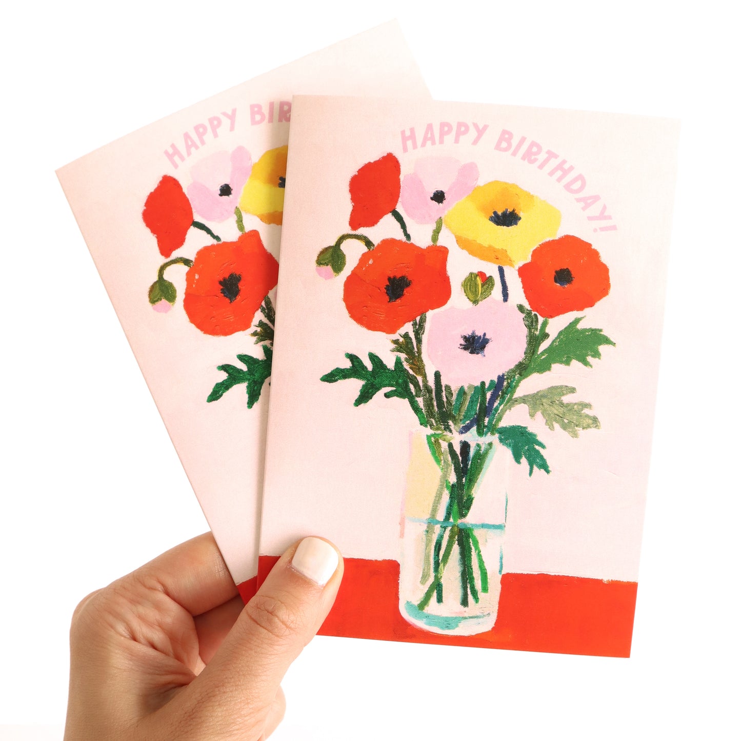 Pink Birthday Poppies Greeting Card