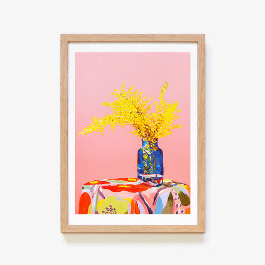 Pink Wattle Still Life Art Print