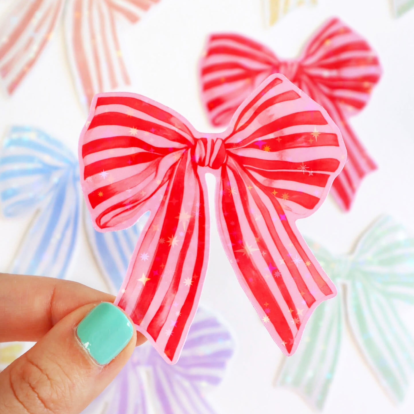 Watercolour Ribbon / Bow Sticker (6 Colours)