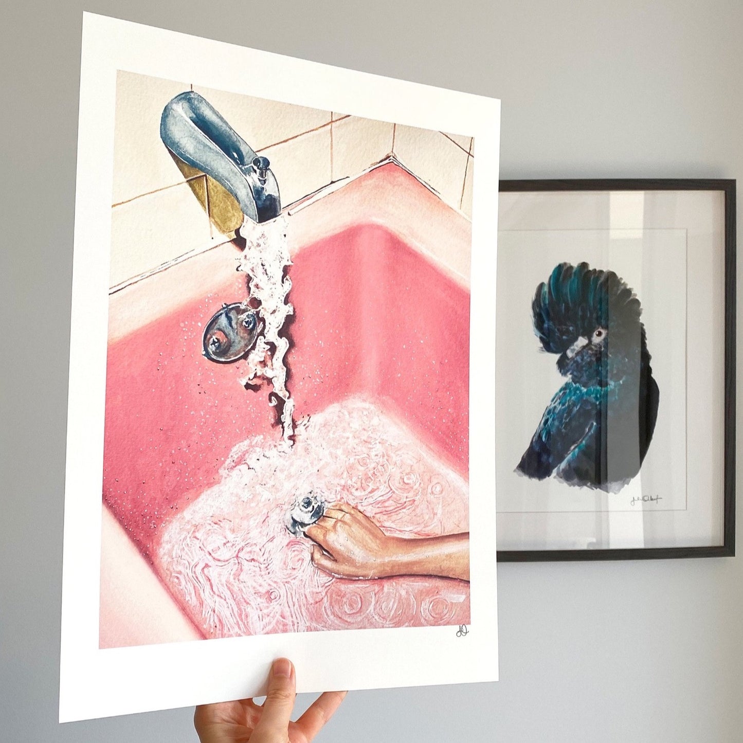 Retro Pink Bath Art Print