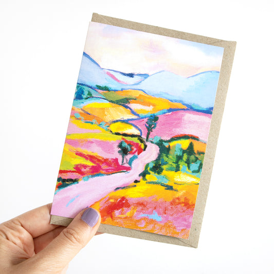 Oil Pastel Landscape Greeting Card