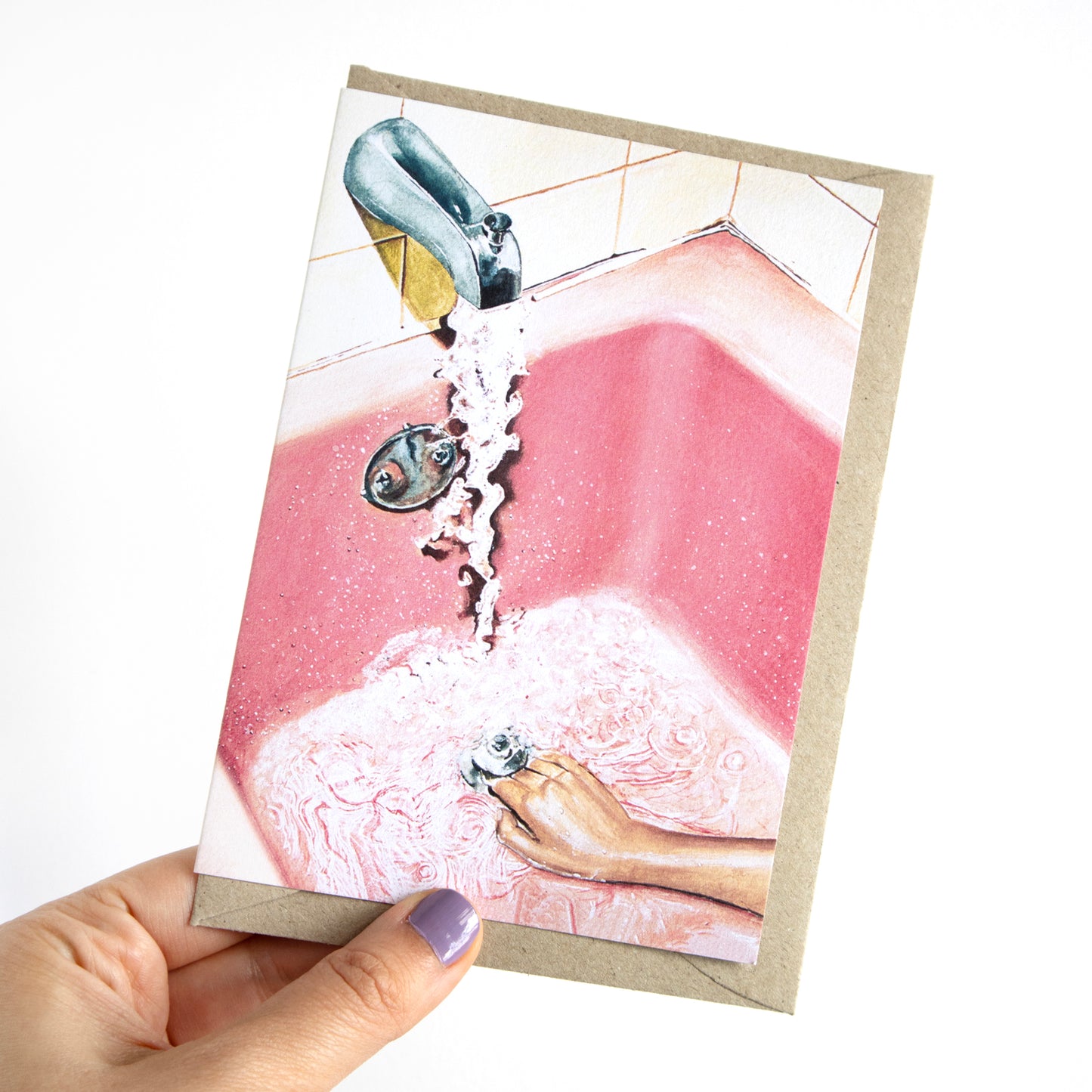 Retro Pink Bath Greeting Card