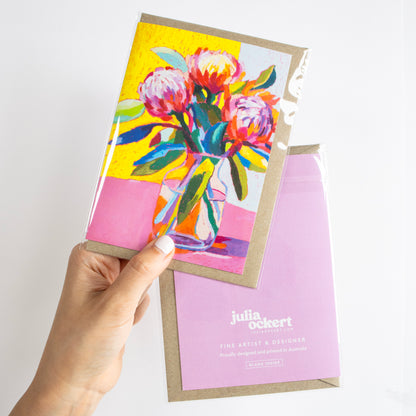 Pink Protea Flowers Greeting Card