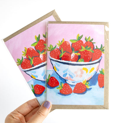 Sweet Strawberry Bowl Greeting Card