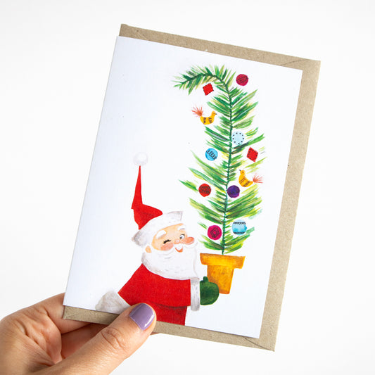 Retro Xmas Santa Greeting Card