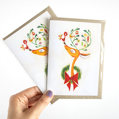 Retro Xmas Reindeer Greeting Card