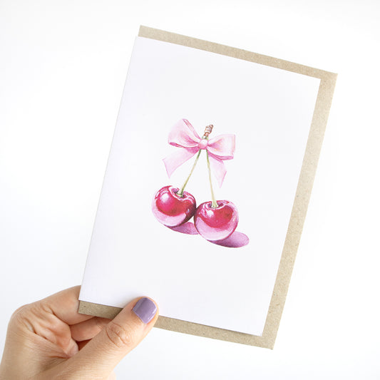 Demure Cherries Greeting Card