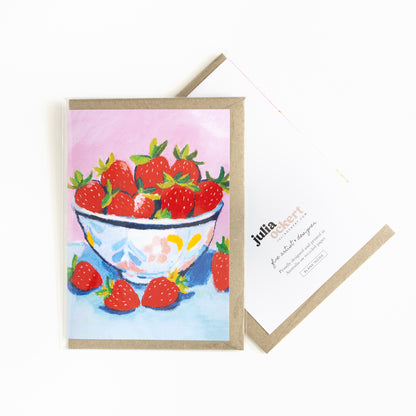 Sweet Strawberry Bowl Greeting Card