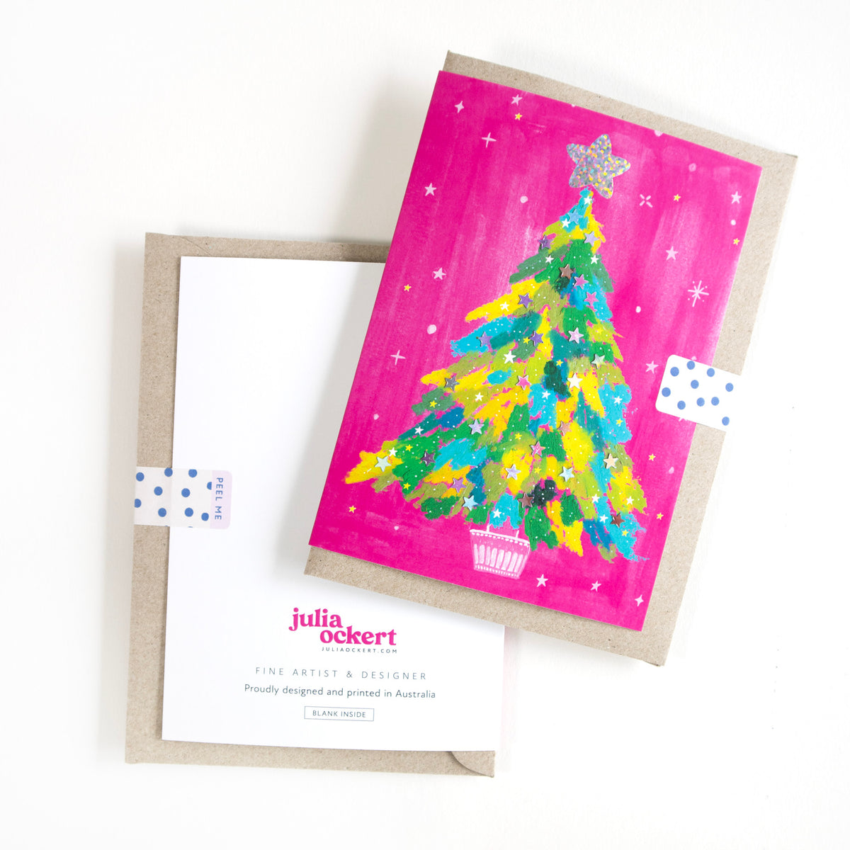 Bright Pink Christmas Tree Greeting Card