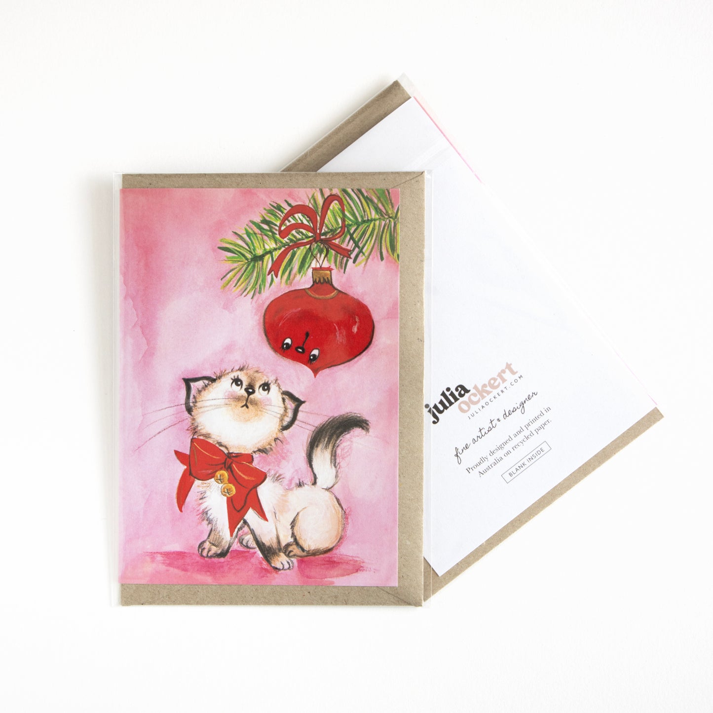 Retro Xmas Kitten Greeting Card