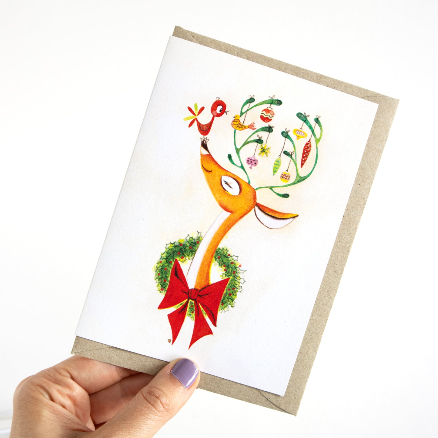 Retro Xmas Reindeer Greeting Card