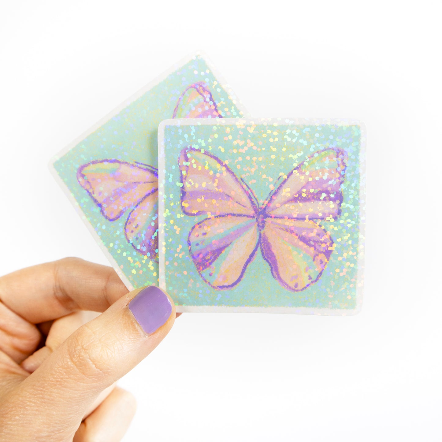 Purple Glitter Butterfly Vinyl Sticker