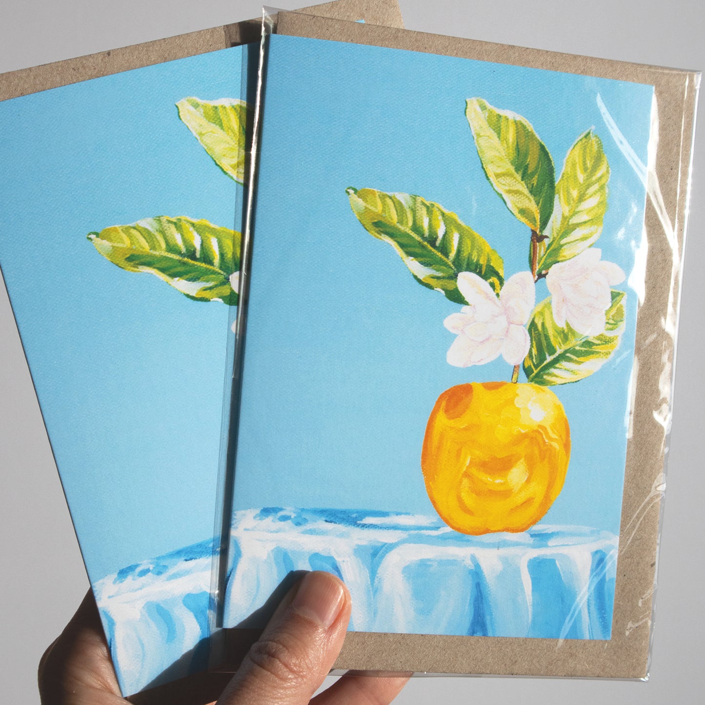 Yellow and Blue Still Life Flowers Greeting Card