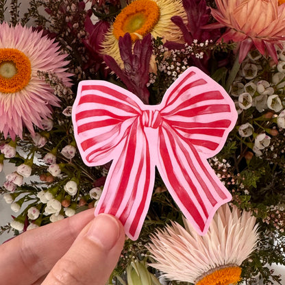 Red + Pink Watercolour Ribbon / Bow Sticker