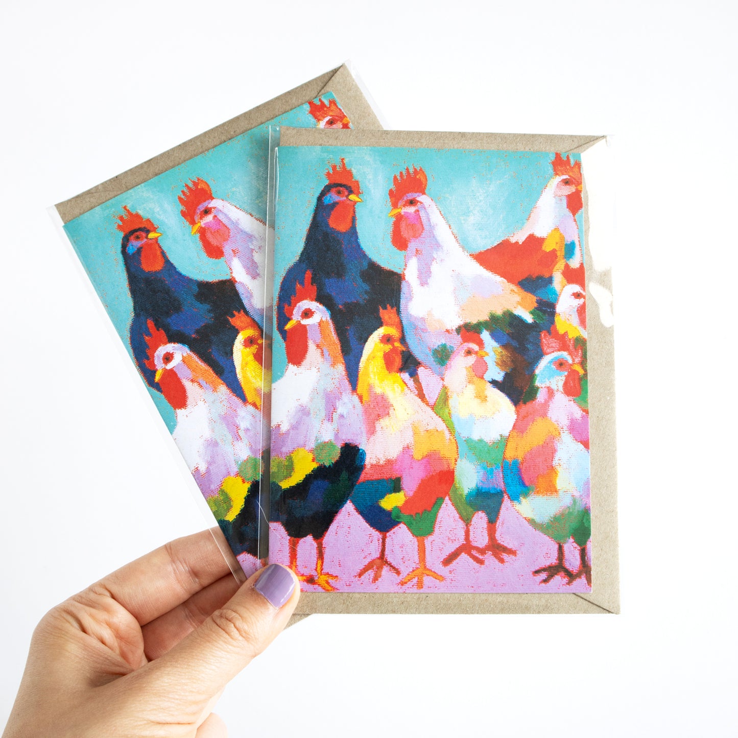 Happy Chickens Greeting Card