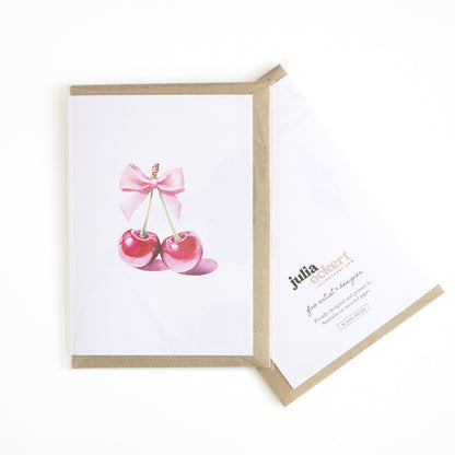 Demure Cherries Greeting Card