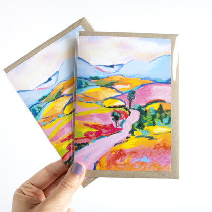 Oil Pastel Landscape Greeting Card