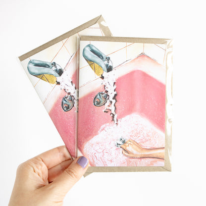 Retro Pink Bath Greeting Card