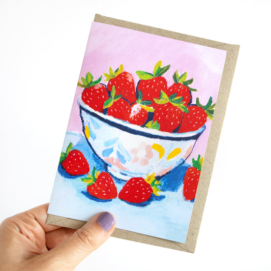 Sweet Strawberry Bowl Greeting Card