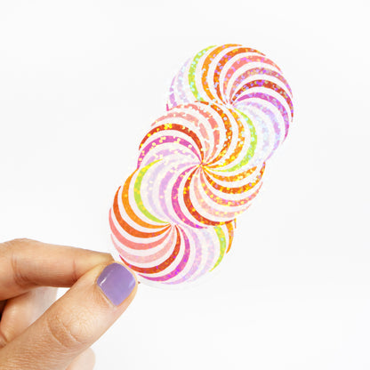 Trippy Rainbow Spiral Glitter Stickers