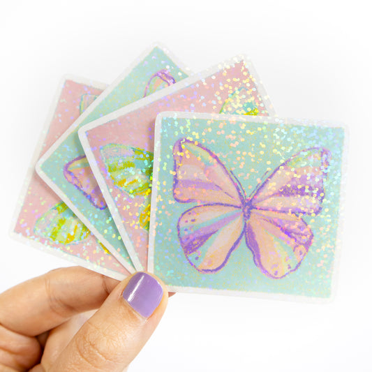 Purple Glitter Butterfly Vinyl Sticker