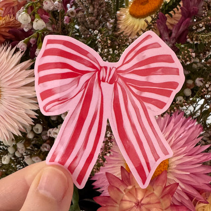 Red + Pink Watercolour Ribbon / Bow Sticker