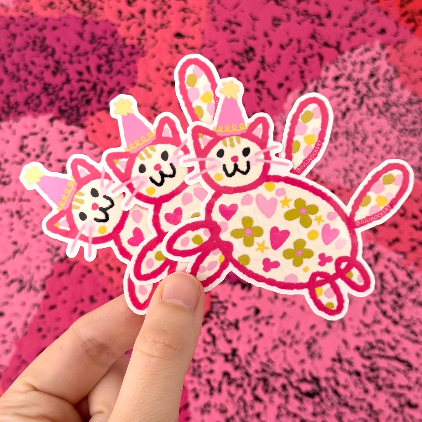 Pink Party Hat Cat Sticker