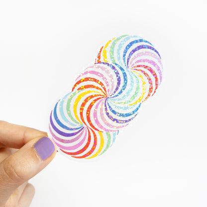 Trippy Rainbow Spiral Glitter Stickers