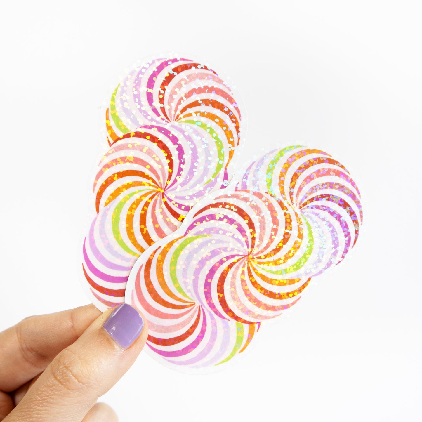 Trippy Rainbow Spiral Glitter Stickers