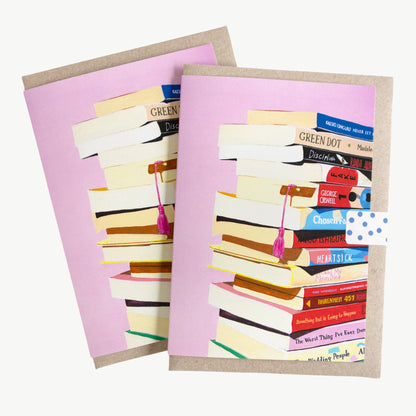 Pink Bookish Bookstack Greeting Card