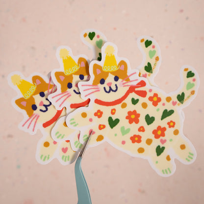 Party Hat Chunky Cat Sticker