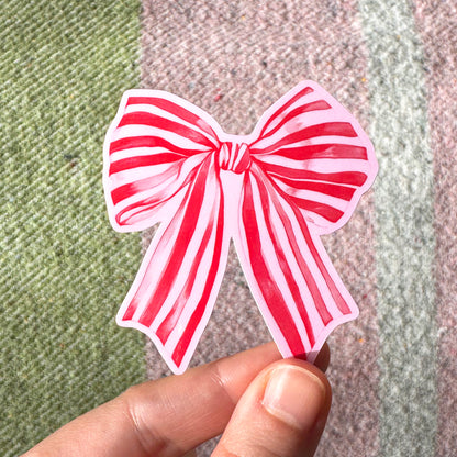 Red + Pink Watercolour Ribbon / Bow Sticker