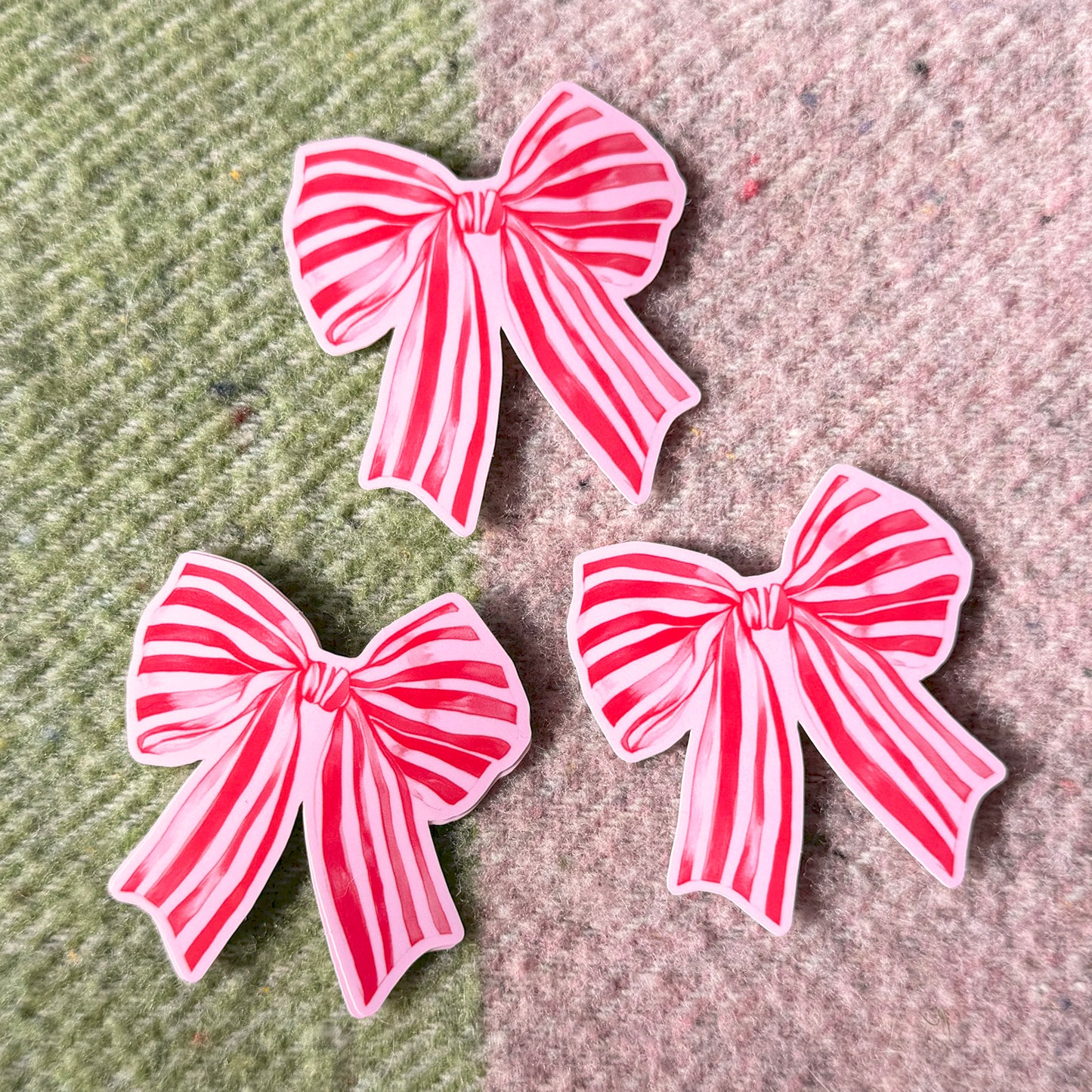 Red + Pink Watercolour Ribbon / Bow Sticker
