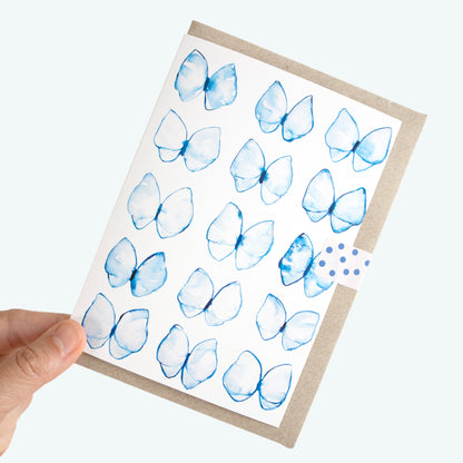 Blue Butterfly Mosaic Greeting Card