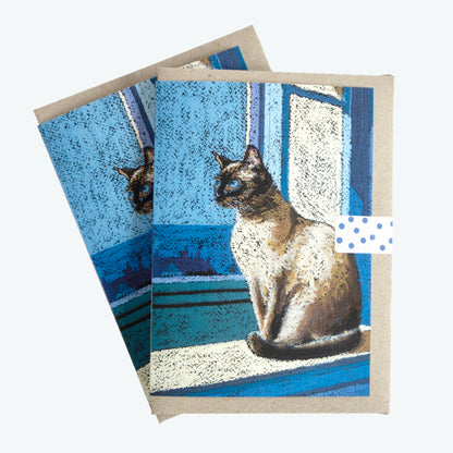 Oil Pastel Siamese Cat Greeting Card