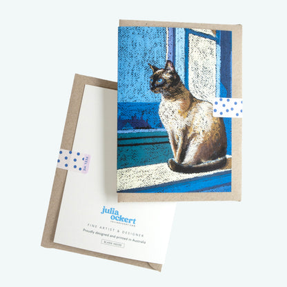 Oil Pastel Siamese Cat Greeting Card