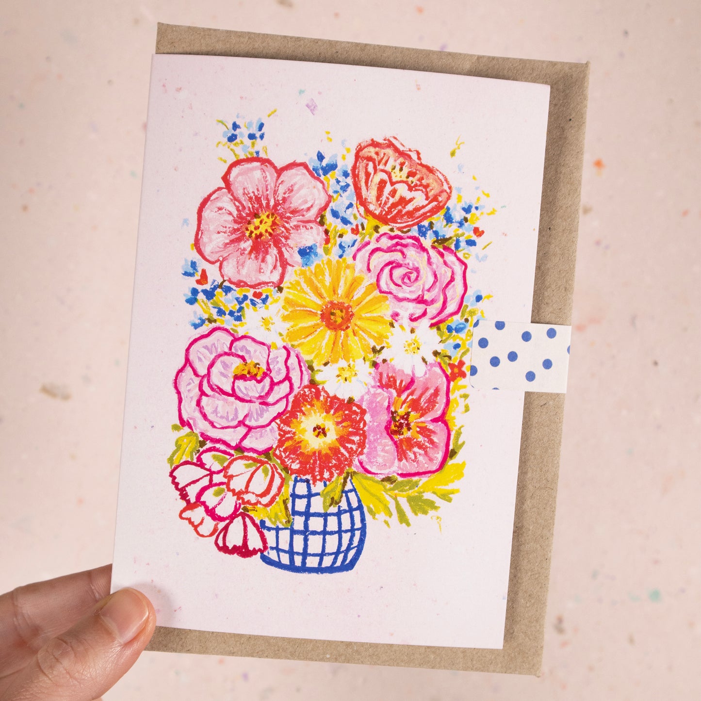 Scribbly Floral Bouquet Greeting Card