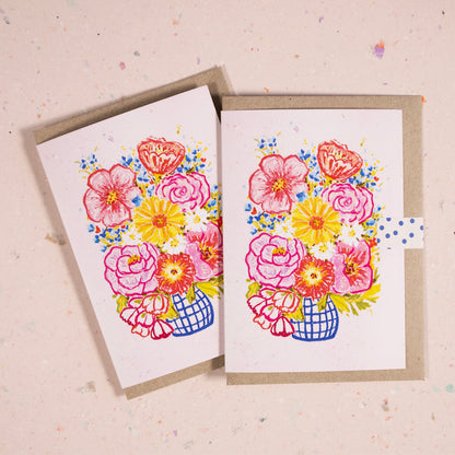 Scribbly Floral Bouquet Greeting Card