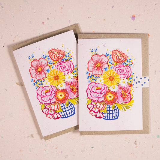 Scribbly Floral Bouquet Greeting Card