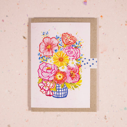 Scribbly Floral Bouquet Greeting Card
