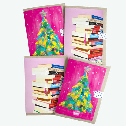 Bright Pink Christmas Tree Greeting Card