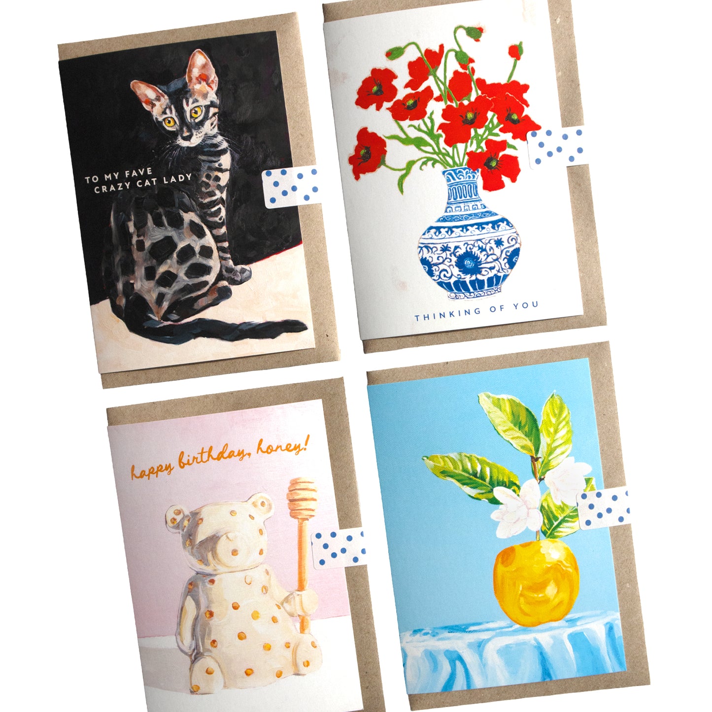 Yellow and Blue Still Life Flowers Greeting Card