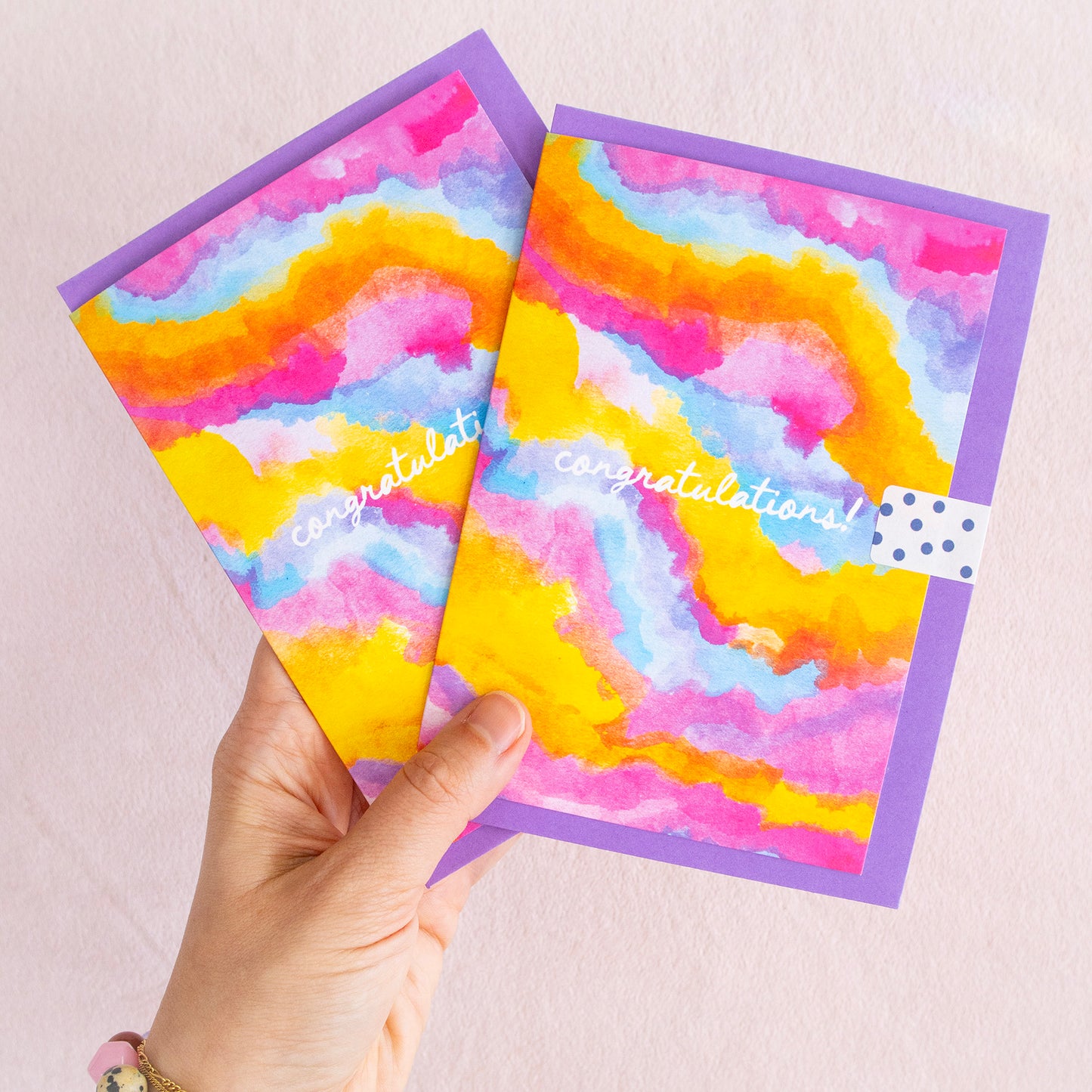 Congratulations - Rainbow Painted Greeting Card