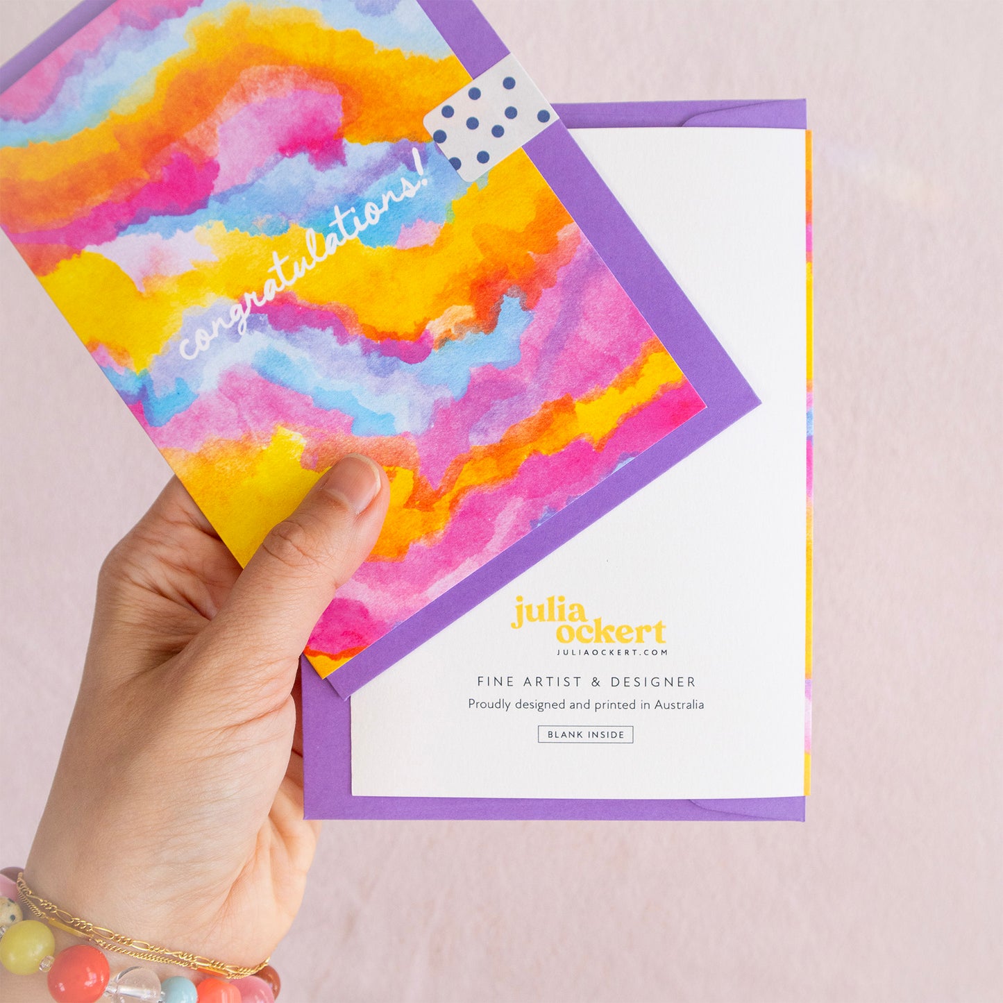 Congratulations - Rainbow Painted Greeting Card