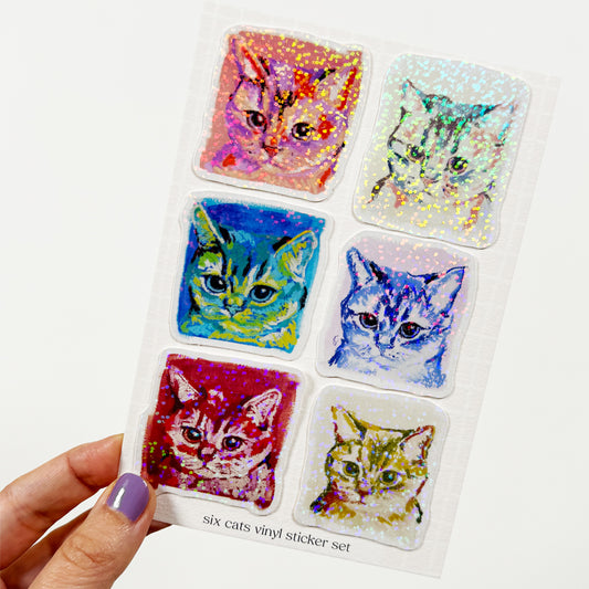 Six Cats Vinyl Sticker Set