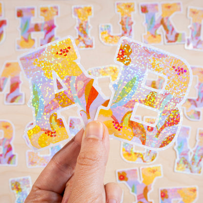 Yellow Alphabet Glitter Stickers