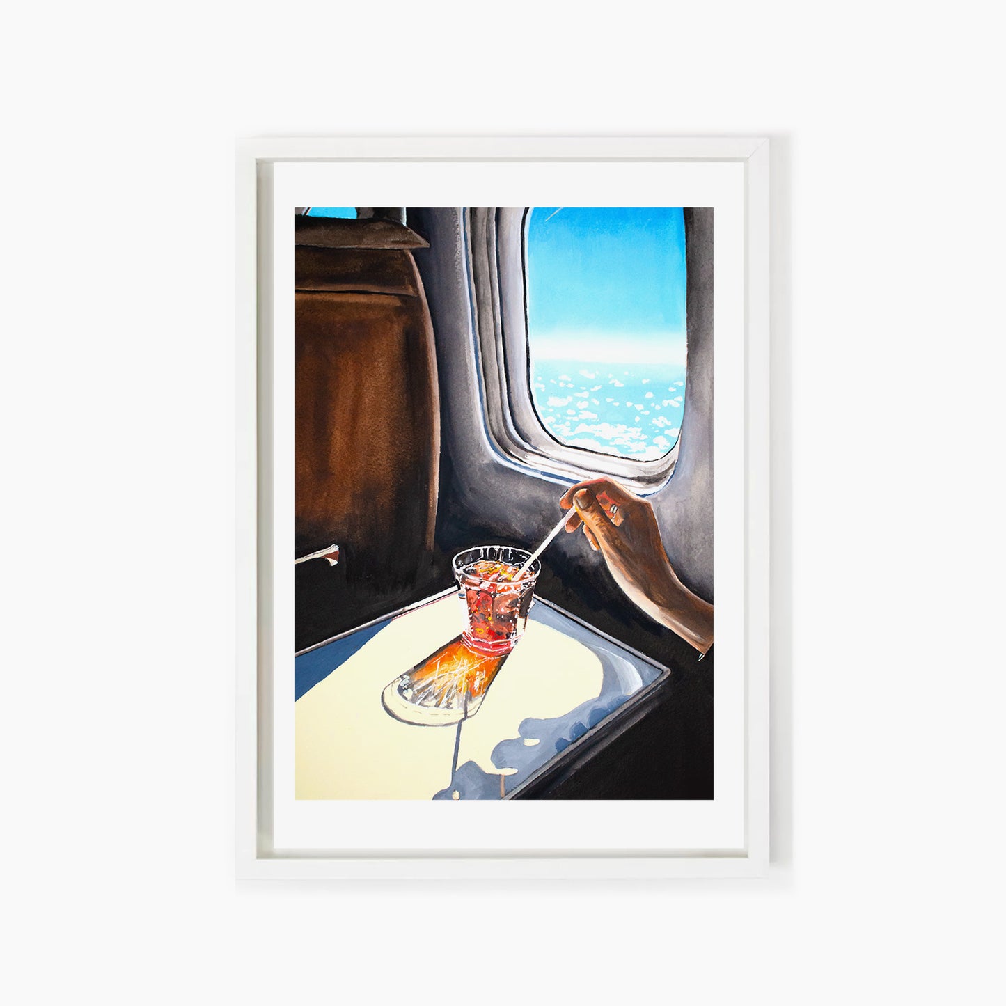 Glass In Airplane Art Print