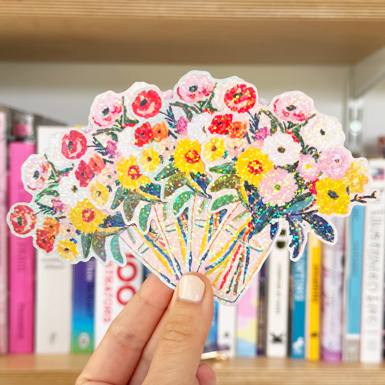 Sunday Morning Flower Bouquet Vinyl Glitter Sticker